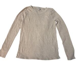 Crew Ribbed Long Sleeve Top Beige Size Small